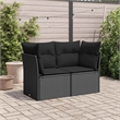 vidaXL 2-Seater PE Rattan And Powder-Coated Steel Garden Sofa in Black