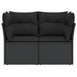 vidaXL 2-Seater PE Rattan And Powder-Coated Steel Garden Sofa in Black
