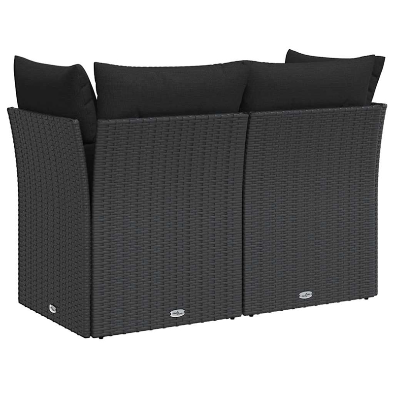 vidaXL 2-Seater PE Rattan And Powder-Coated Steel Garden Sofa in Black