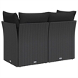 vidaXL 2-Seater PE Rattan And Powder-Coated Steel Garden Sofa in Black