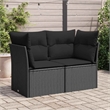 vidaXL 2-Seater PE Rattan And Powder-Coated Steel Garden Sofa in Black