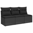 vidaXL 3-Seater Poly Rattan Garden Sofa With Adjustable Armrests in Black