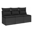 vidaXL 3-Seater Poly Rattan Garden Sofa With Adjustable Armrests in Black