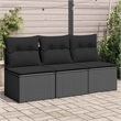 vidaXL 3-Seater Poly Rattan Garden Sofa With Adjustable Armrests in Black