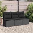 vidaXL 3-Seater Poly Rattan Garden Sofa With Adjustable Armrests in Black