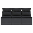 vidaXL 3-Seater Poly Rattan Garden Sofa With Adjustable Armrests in Black