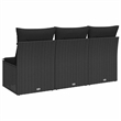 vidaXL 3-Seater Poly Rattan Garden Sofa With Adjustable Armrests in Black