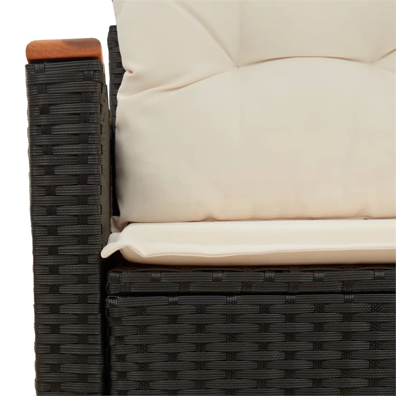 vidaXL 2-Seater PE Rattan Garden Sofa With Adjustable Armrests in Black