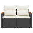 vidaXL 2-Seater PE Rattan Garden Sofa With Adjustable Armrests in Black