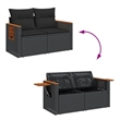vidaXL 2-Seater PE Rattan Garden Sofa With Adjustable Armrests in Black
