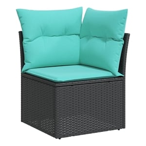 vidaXL Medium Modular PE Rattan Garden Sofa Square in Black
