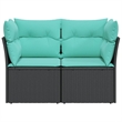 vidaXL 2-Seater Poly Rattan & Powder-Coated Steel Garden Sofa in Black And Blue