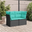 vidaXL 2-Seater Poly Rattan & Powder-Coated Steel Garden Sofa in Black And Blue