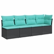vidaXL 4-Seater PE Rattan Garden Sofa With Adjustable Feet in Black