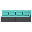 vidaXL 4-Seater PE Rattan Garden Sofa With Adjustable Feet in Black