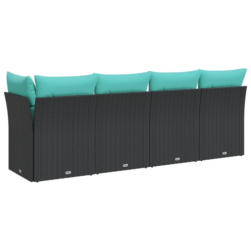 vidaXL 4-Seater PE Rattan Garden Sofa With Adjustable Feet in Black