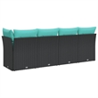 vidaXL 4-Seater PE Rattan Garden Sofa With Adjustable Feet in Black