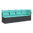 vidaXL 4-Seater PE Rattan Garden Sofa With Adjustable Feet in Black