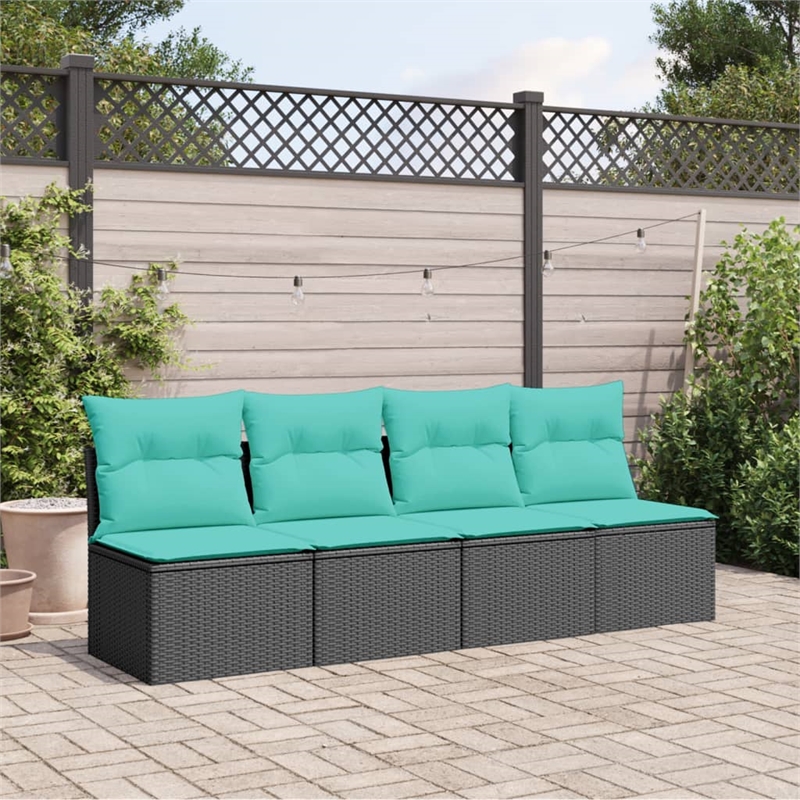 vidaXL Garden Sofa in Black And Blue