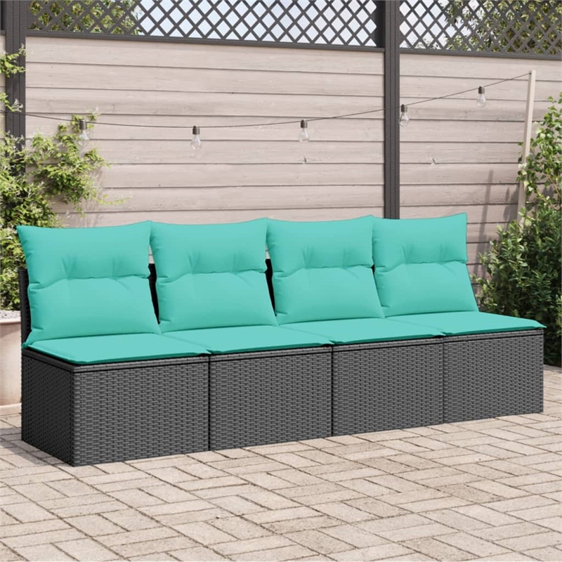 vidaXL Garden Sofa in Black And Blue