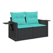 vidaXL Garden Sofa in Black And Blue