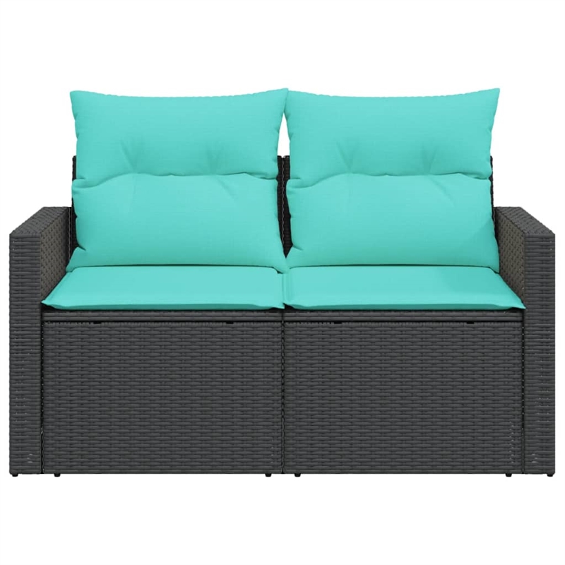 vidaXL Garden Sofa in Black And Blue