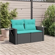 vidaXL Garden Sofa in Black And Blue