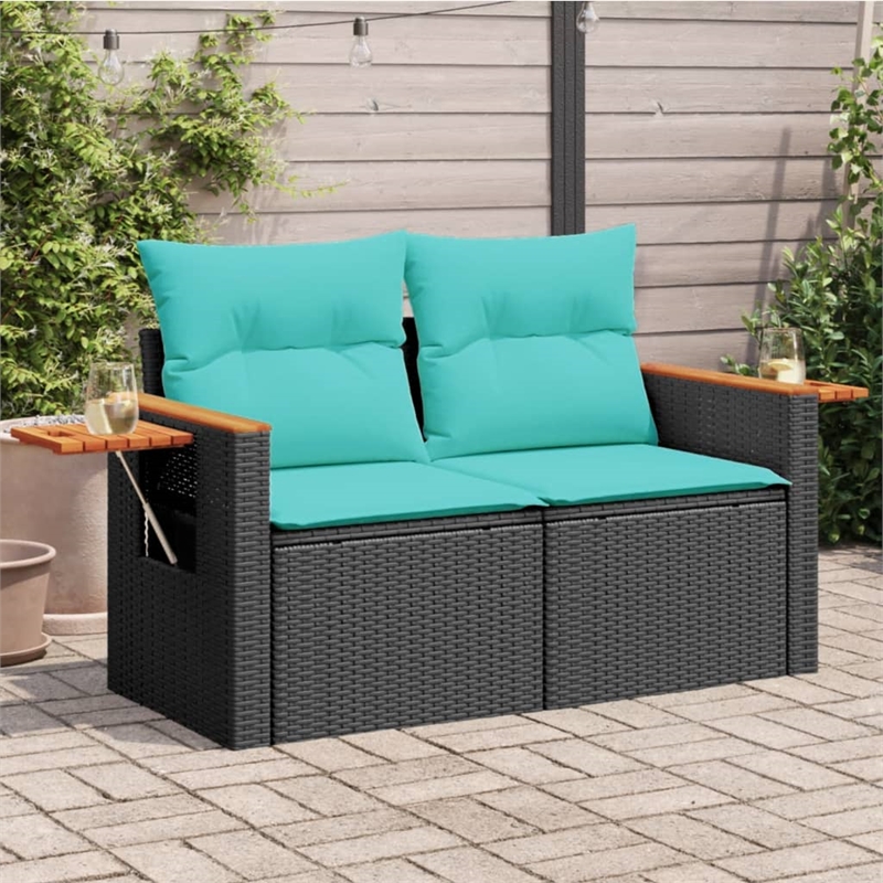 vidaXL Garden Sofa in Black