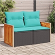 vidaXL Garden Sofa in Black And Blue