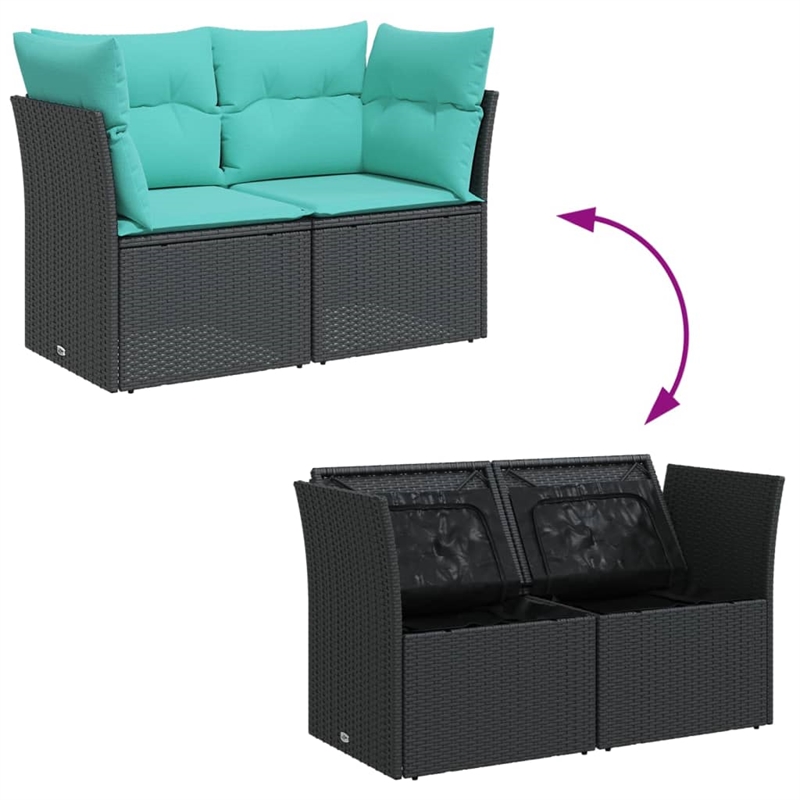 vidaXL Garden Sofa in Black And Blue