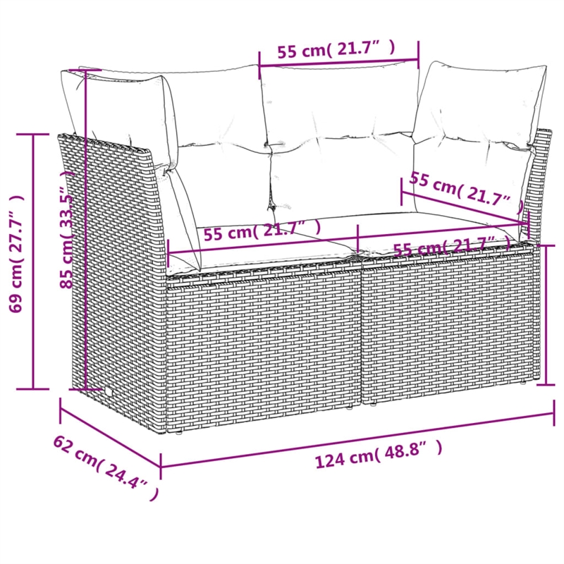 vidaXL Garden Sofa in Black And Blue