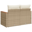 vidaXL PE Rattan & Powder-Coated Steel & Solid Acacia Wood Patio Sofa in Beige