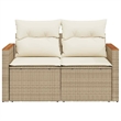 vidaXL PE Rattan & Powder-Coated Steel & Solid Acacia Wood Patio Sofa in Beige