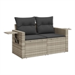 vidaXL Garden Sofa With Dark Grey Cushions in Light Grey