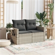 vidaXL Garden Sofa With Dark Grey Cushions in Light Grey