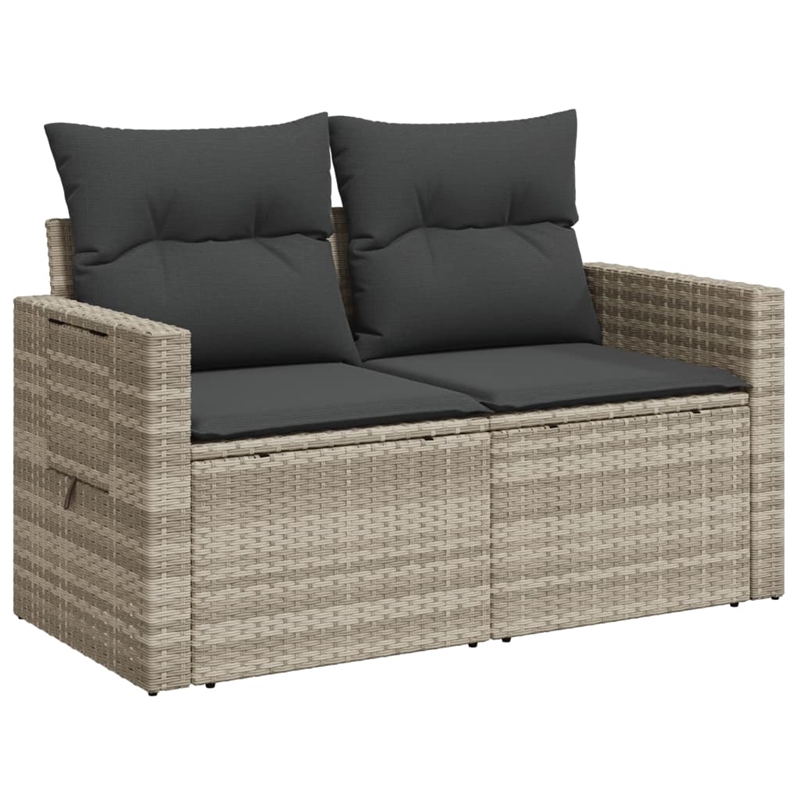 vidaXL Garden Sofa With Dark Grey Cushions in Light Grey