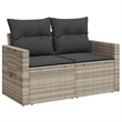 vidaXL Garden Sofa With Dark Grey Cushions in Light Grey