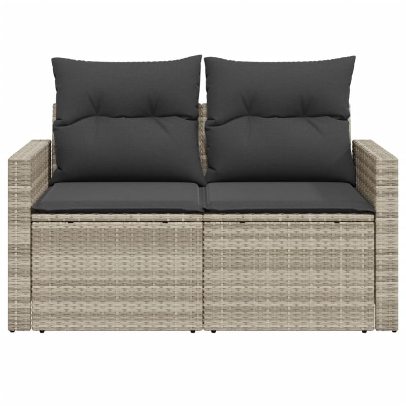 vidaXL Garden Sofa With Dark Grey Cushions in Light Grey