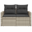 vidaXL Garden Sofa With Dark Grey Cushions in Light Grey