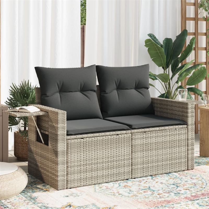 vidaXL Garden Sofa With Dark Grey Cushions in Light Grey