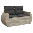 vidaXL Garden Sofa With Dark Grey Cushions in Light Grey