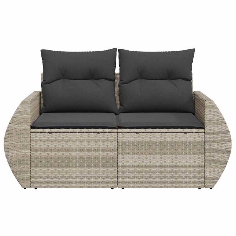 vidaXL Garden Sofa With Dark Grey Cushions in Light Grey