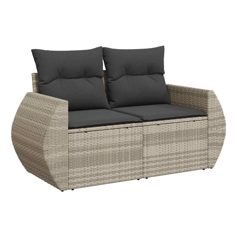 vidaXL Garden Sofa With Dark Grey Cushions in Light Grey