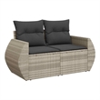 vidaXL Garden Sofa With Dark Grey Cushions in Light Grey