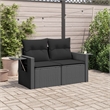 vidaXL 2-Seater PE Rattan Garden Sofa in Black