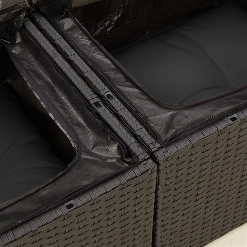vidaXL 2-Seater PE Rattan Garden Sofa in Black