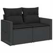 vidaXL 2-Seater PE Rattan Garden Sofa in Black