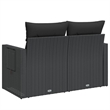 vidaXL 2-Seater PE Rattan Garden Sofa in Black