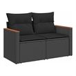vidaXL PE Rattan & Powder-Coated Steel & Solid Acacia Wood Garden Sofa in Black