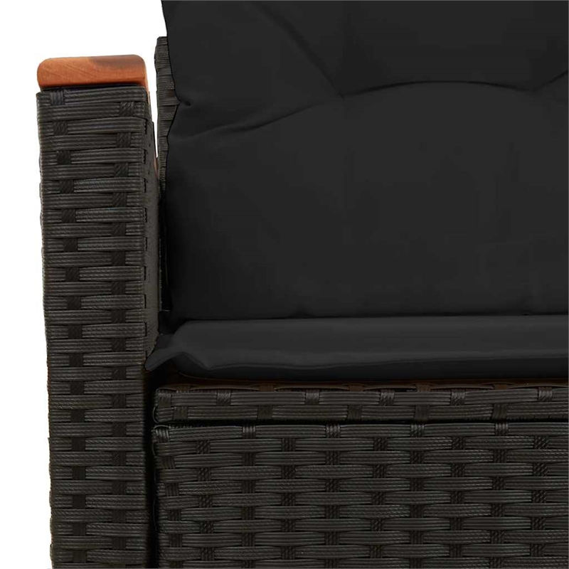 vidaXL PE Rattan & Powder-Coated Steel & Solid Acacia Wood Garden Sofa in Black